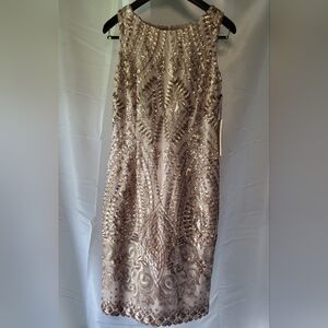 Ivanka Trump Tan Sequin Simi Formsl Dress